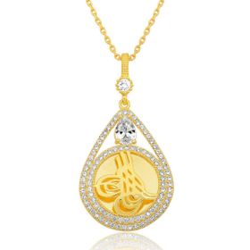 Himarry 925 Ayar Gumus Gold Kaplama Damla Tugrali Kadın Kolye