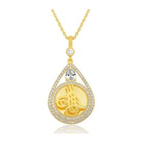 Himarry 925 Ayar Gumus Gold Kaplama Damla Tugrali Kadın Kolye