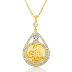 Himarry 925 Ayar Gumus Gold Kaplama Damla Tugrali Kadın Kolye