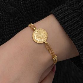 Himarry 925 Ayar Gümüş Gold Kaplama Tuğralı Kadın Bileklik
