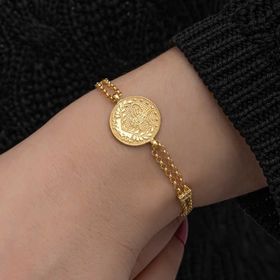 Himarry 925 Ayar Gümüş Gold Kaplama Tuğralı Kadın Bileklik