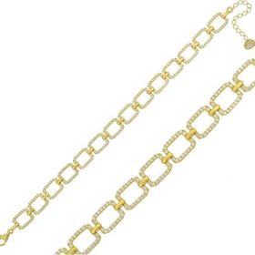 Himarry 925 Ayar Gümüş Gold Kare Taşlı Bileklik