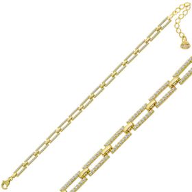 Himarry 925 Ayar Gümüş Gold Kare Taşlı Kadın Bileklik