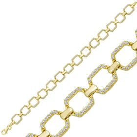 Himarry 925 Ayar Gümüş Gold Kare Taşlı Kadın Bileklik