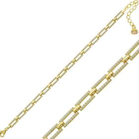 Himarry 925 Ayar Gümüş Gold Kare Taşlı Kadın Bileklik