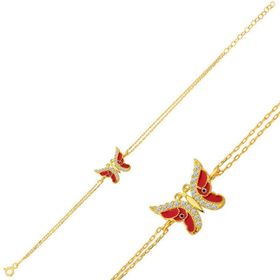 Himarry ​925 Ayar Gümüş Gold Mineli Kelebek Bileklik