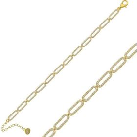 Himarry 925 Ayar Gümüş Gold Oval Taşlı Bileklik