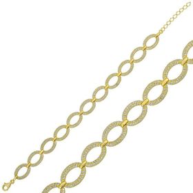 Himarry 925 Ayar Gümüş Gold Oval Taşlı Bileklik