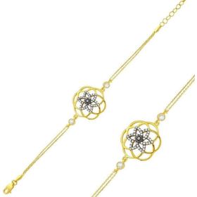 Himarry 925 Ayar Gümüş Gold Sarı Yaşam Çiçeği Bileklik
