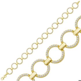Himarry 925 Ayar Gümüş Gold Yuvarlak Taşlı Kadın Bileklik