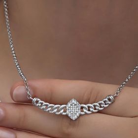 Himarry 925 Ayar Gümüş Gurmet Zincirli Baget Taşlı Kadın Kolye