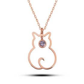 Himarry 925 Ayar Gumus Haziran Ayi Dogum Taşı Kedi Kadın Kolye