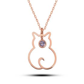 Himarry 925 Ayar Gumus Haziran Ayi Dogum Taşı Kedi Kadın Kolye