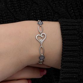 Himarry 925 Ayar Gümüş Kalpli Nazar Kadın Bileklik