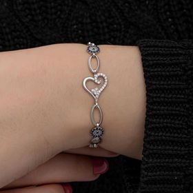 Himarry 925 Ayar Gümüş Kalpli Nazar Kadın Bileklik