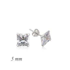 Himarry 925 Ayar Gümüş Kare Tek Taş Zirkon Küpe - 5 mm