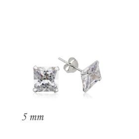 Himarry 925 Ayar Gümüş Kare Tek Taş Zirkon Küpe - 5 mm
