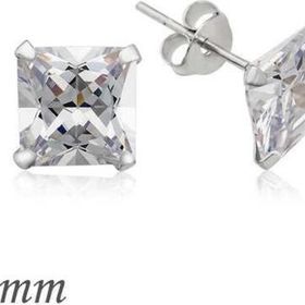 Himarry 925 Ayar Gümüş Kare Tek Taş Zirkon Küpe - 5 mm