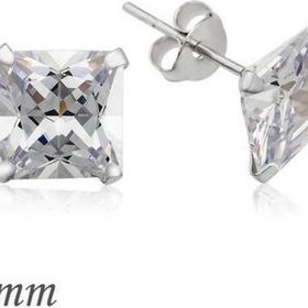 Himarry 925 Ayar Gümüş Kare Tek Taş Zirkon Küpe - 6 mm.