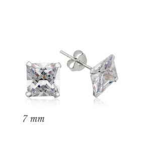 Himarry 925 Ayar Gümüş Kare Tek Taş Zirkon Küpe - 7 mm