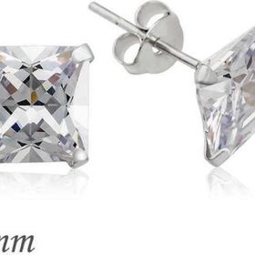 Himarry 925 Ayar Gümüş Kare Tek Taş Zirkon Küpe - 7 mm