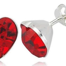 Himarry 925 Ayar Gümüş Kırmızı Kalpli Küpe