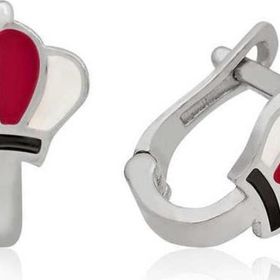 Himarry 925 Ayar ​Gümüş Kırmızı Taç Çocuk Küpesi