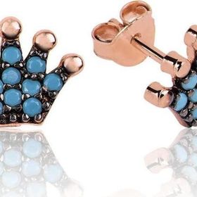 Himarry 925 Ayar Gümüş Kraliçe Tacı Çivili Küpe
