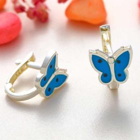 Himarry 925 Ayar Gümüş Mavi Kelebek Çocuk Küpesi