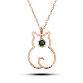 Himarry 925 Ayar Gumus Mayis Ayi Doğum Taşı Kedi Kadın Kolye