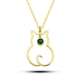 Himarry 925 Ayar Gumus Mayis Ayi Doğum Taşı Kedi Kadın Kolye