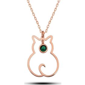 Himarry 925 Ayar Gumus Mayis Ayi Doğum Taşı Kedi Kadın Kolye