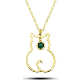 Himarry 925 Ayar Gumus Mayis Ayi Doğum Taşı Kedi Kadın Kolye