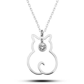 Himarry 925 Ayar Gumus Nisan Ayi Dogum Taşı Kedi Kadın Kolye
