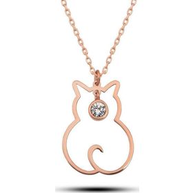 Himarry 925 Ayar Gumus Nisan Ayi Dogum Taşı Kedi Kadın Kolye