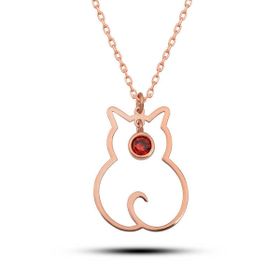 Himarry 925 Ayar Gümüş Ocak Ayı Doğum Taşı Kedi Kadın Kolye