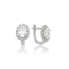 Himarry 925 Ayar Gümüş Oval Taşlı Çiçek Gümüş Küpe