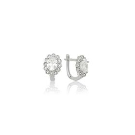 Himarry 925 Ayar Gümüş Oval Taşlı Çiçek Gümüş Küpe