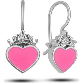 Himarry 925 Ayar Gümüş Pembe Kalp Sallantili Çocuk Küpesi