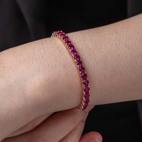 Himarry 925 Ayar Gümüş Pembe Taşlı Su Yolu Kadın Bileklik