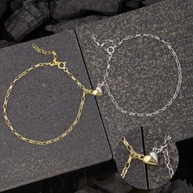 Himarry 925 Ayar Gümüş Rodyum Gold Çift Kalpli Aşk Bileklik