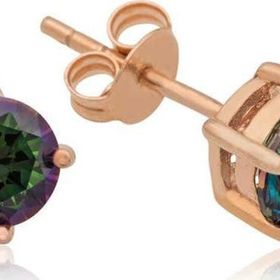 Himarry 925 Ayar Gümüş Rose 5 mm Mistik Topaz Çivili Küpe