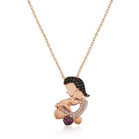 Himarry 925 Ayar Gumus Rose Anne ve Bebek Kadın Kolye