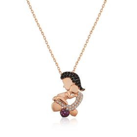 Himarry 925 Ayar Gumus Rose Anne ve Bebek Kadın Kolye