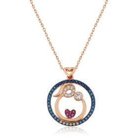 Himarry 925 Ayar Gumus Rose Anne ve Bebek Sevgisi Kadın Kolye