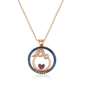 Himarry 925 Ayar Gumus Rose Anne ve Bebek Sevgisi Kadın Kolye