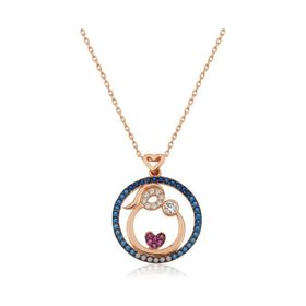 Himarry 925 Ayar Gumus Rose Anne ve Bebek Sevgisi Kadın Kolye