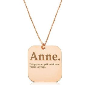 Himarry 925 Ayar ​Gümüş Rose Anne Yazılı Plaka Kadın Kolye