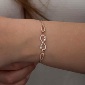 Himarry 925 Ayar Gümüş Rose Baget Taşlı Sonsuzluk Bileklik