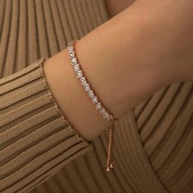 Himarry 925 Ayar Gümüş Rose Baget Taşlı Su Yolu Asansör Bileklik